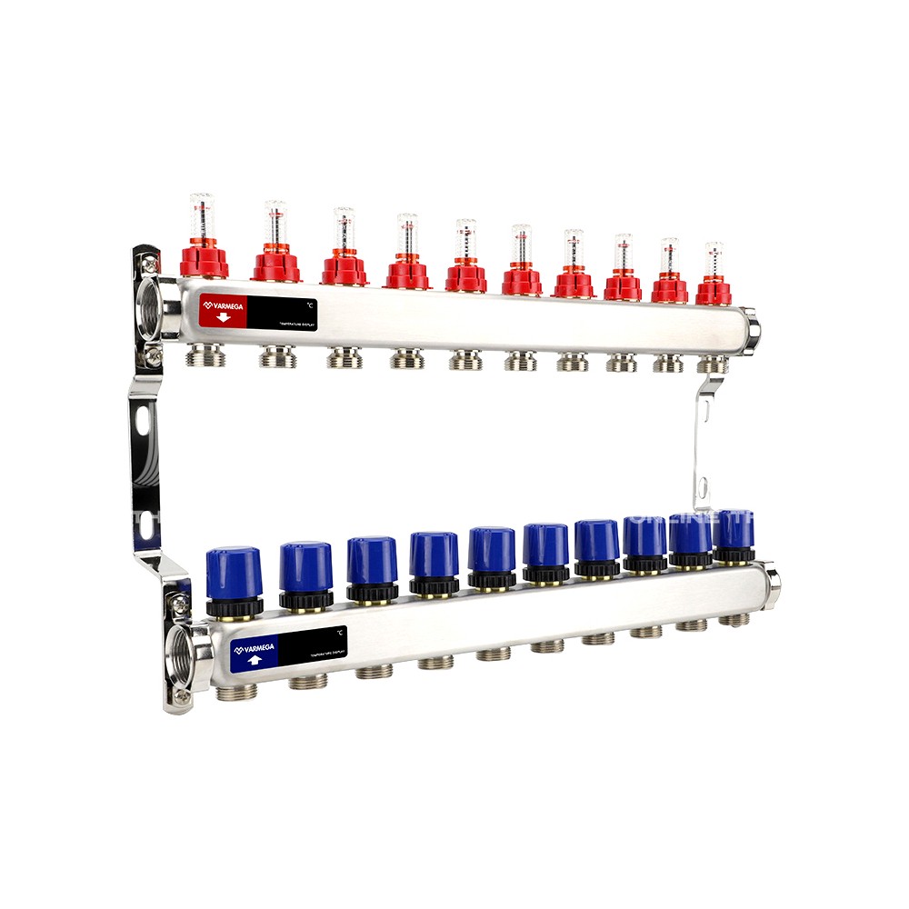 Группа коллекторная с расх. VARMEGA VM15110 ВР 1&amp;quot;, под 130 насос, на 10 конт. 3/4&amp;quot; EK, нерж. сталь